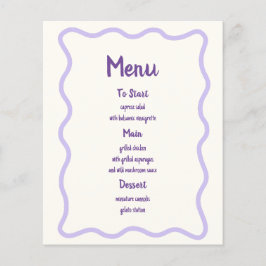 Menu Chá de panela da borda ondulada da Lavanda de