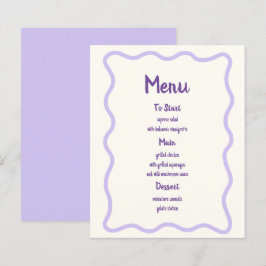 Menu Chá de panela da borda ondulada da Lavanda de