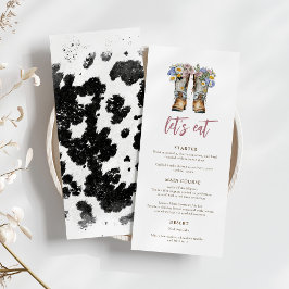Menu Chá de panela de Botas do Cowboy Floral Santa