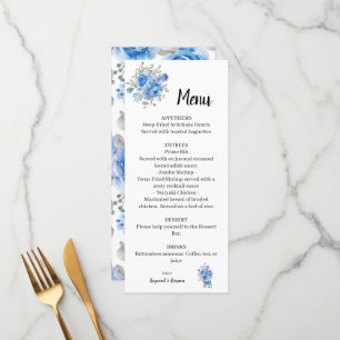 Menu Chá de panela de Casamento das Flores Azuis