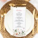 Menu Chá de panela de Casamento Floral Rosa de Flor<br><div class="desc">Este belo cardápio é perfeito para o seu próximo evento! Edite facilmente os itens de menu e exiba este belo design em cada placa! Veja toda a coleção de Wildflower para mais itens correspondentes!</div>