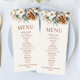 Menu Chá de panela de pinheiro Floral de inverno