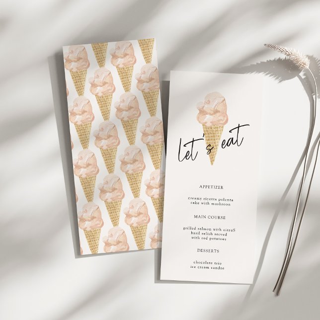 Menu Chá de panela de Sorvete de Aquarela Moderna Chic (Criador carregado)