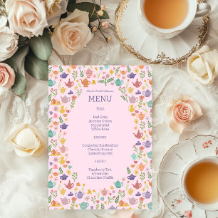 Menu Chá de panela de Tea Party Cólito Causado