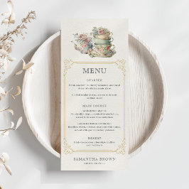 Menu Chá de panela do Partido do Tea Elegante Vintage