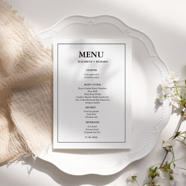 Menu Chá de panela Elegante E casal Chic (Criador carregado)