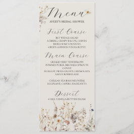 Menu Chá de panela Elegante Rustico de Wildflower Boho