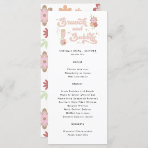 Menu Chá de panela Floral Retro Brunch e Borracha