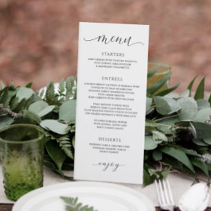 Menu Chamada de Caligrafia Luxuosa Recepção de Casament
