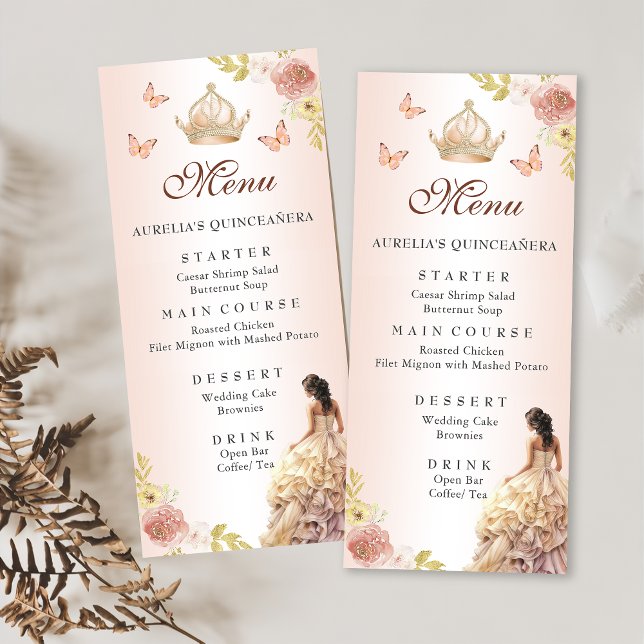 Menu Champanhe Princesa Vestida Quinceañera Aniversário (Criador carregado)