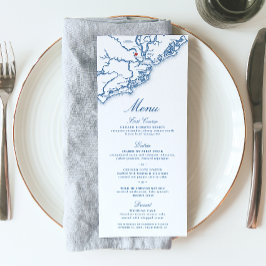 Menu Charleston SC Mapa Elegante Marinho Casamento Azul