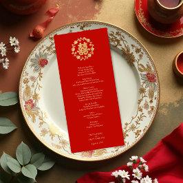 Menu Charming Glitter Floral Chinese Double Happiness