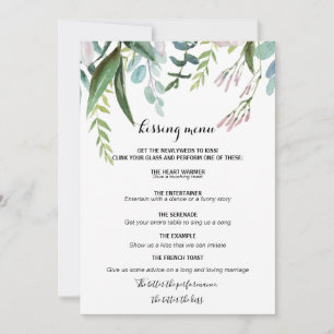 Menu Charming Tropical Floral and Greenery Kissing