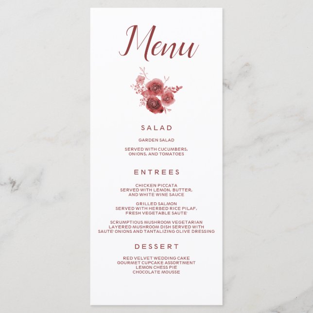 Menu Chic Burgundy Floral (Frente)