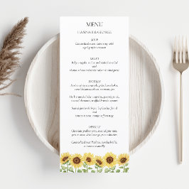 Menu Chic Elegante Moderno do Casamento de Girassol