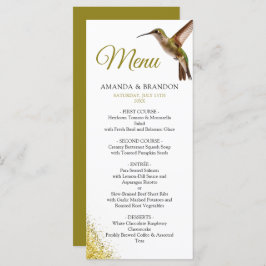 Menu Chic Green Hummingbird e Dourado Casamento de Poei