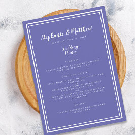 Menu Chic Simples de Casamento Branca e Periwinkle