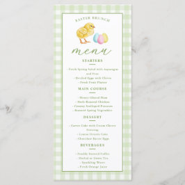Menu Chick And Pastel Eggs Green Gingham Easter Brunch