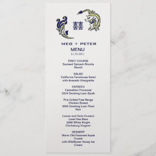 Menu chinês moderno do casamento de Dragão-Phoen