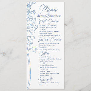 Menu Chinoiserie Blue Elegante Pagoda e Floral Toile