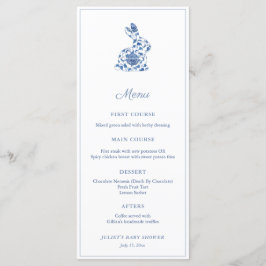Menu Chinoiserie Bunny Blue e White Chá de fraldas Part