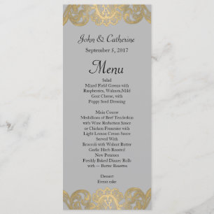 Menu chique do casamento das cinzas e do ouro