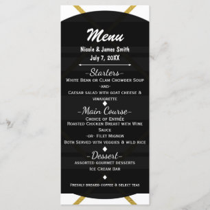 Menu Chique Glam Geométrico Preto e Dourado Cardápio de
