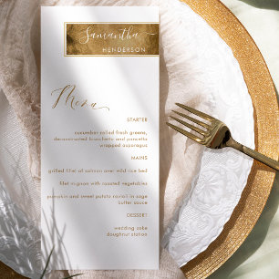 Menu Chique Personalizado com Nome do Convidado Branco