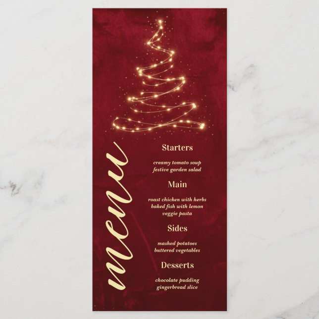 Menu Christmas Party Red Velvet with Tree Manu Card (Frente)