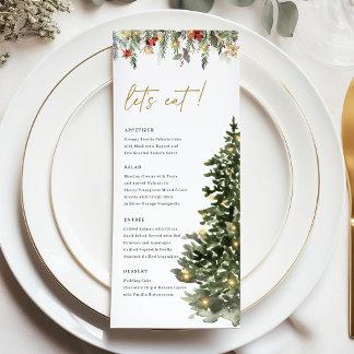 Menu Christmas Tree Lights Pine Winter Wedding Dinner
