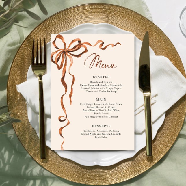 Menu Christmas Whimsical Funky Boho Bow Dinner Party (Criador carregado)