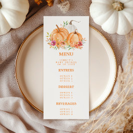 Menu Chuva de Bebê Floral de Abóbora de Outono