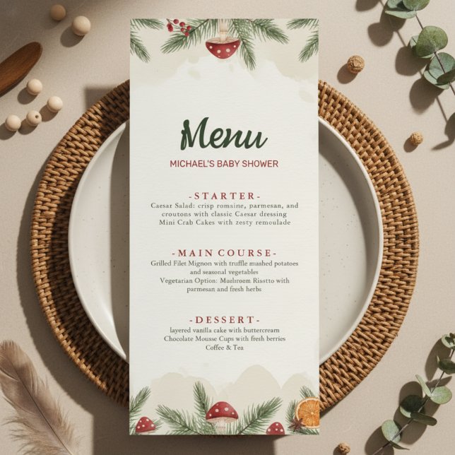 Menu Chuva de Bebê Floresta de Inverno (Criador carregado)