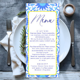 Menu Chuva de Bebê Minimalista com Azulejo Italiano Ama