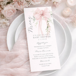 Menu Chuva de Bebê Neutra Elegante com Verde e Laço