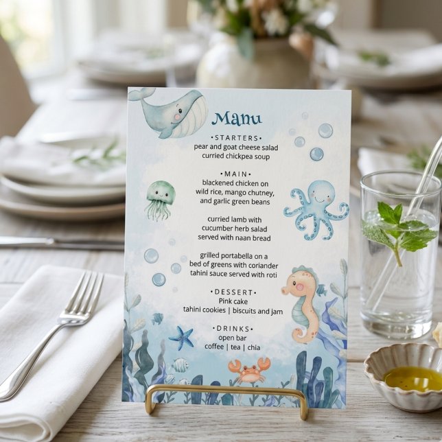 Menu Chuva de Bênçãos Bebê Polvo Cavalo-Marinho Carangu (Criador carregado)