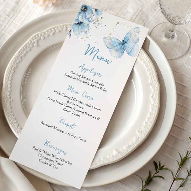 Menu Chuva de Borboletas de Flor Silvestre Floral Chá d (Criador carregado)