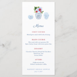 Menu Chuva de Casamento Elegante Aquarela Vermelho Bran