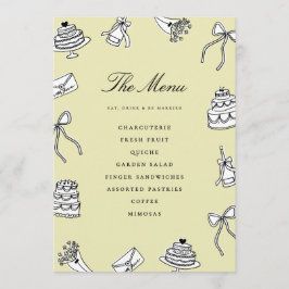 Menu Chuva de Ideias Desenhada à Mão Fofa e Única para 