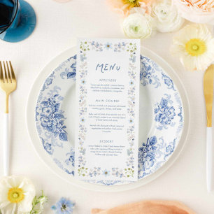 Menu Chuva de Noiva Floral Azul Elegante