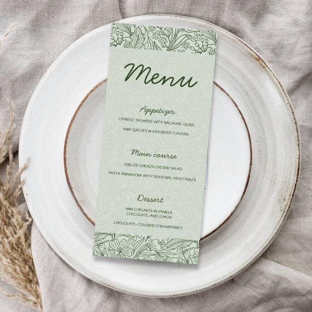 Menu Chuva de Noiva Floral Salvia Verde Capítulo Seguin (Next Chapter Floral Sage Green Bridal Shower Menu)