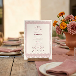Menu Chuva de Noiva Mexicana Rosa Poenta Viva la Novia