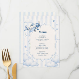 Menu Chuveiro de Bebê Aviãozinho Azul Chegando Em Breve