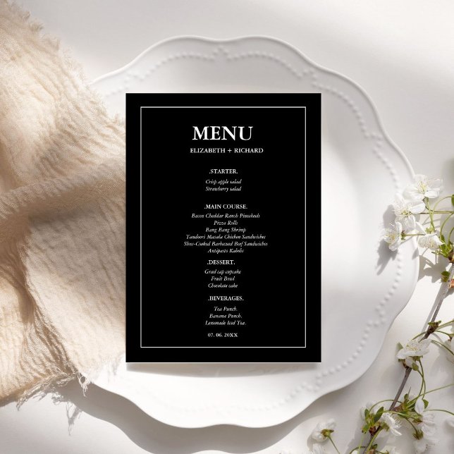 Menu Chuveiro de Noiva Elegante e Chic casal (Criador carregado)