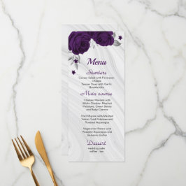 Menu cinza de prata roxa real, chic, casamento floral