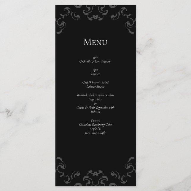 Menu Cinza e Casamento Gótico Negra (Frente)