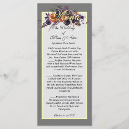 Menu Cinza Floral de outono Escuro Elegante