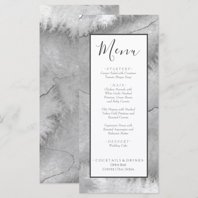 Menu Cinza Náutica De Aquarelas De Praia (Frente/Verso)