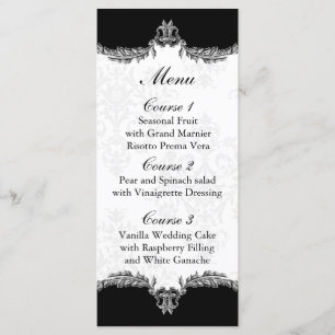 menu cinzento preto do casamento