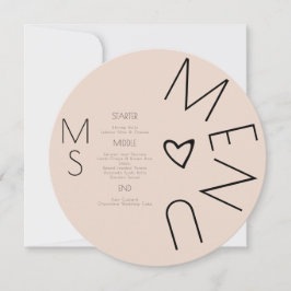 Menu Circular de Casamento Cardíaco com Monograma